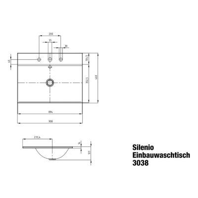 Kaldewei Silenio umywalka 90x46 cm wpuszczana prostokątna model 3038 biała 907806273001