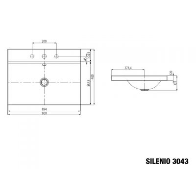 Kaldewei Silenio umywalka 90x46 cm nablatowa prostokątna model 3043 biała 904206273001