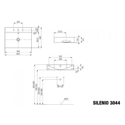 Kaldewei Silenio umywalka 60x46 cm ścienna prostokątna model 3044 biała 904306273001