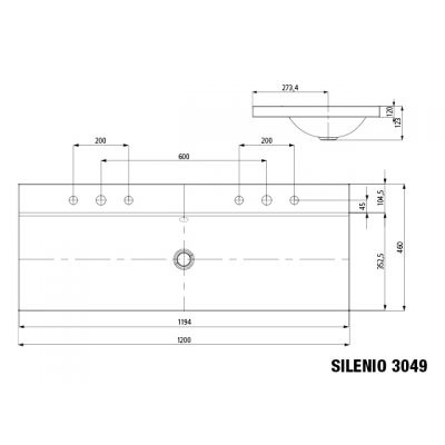 Kaldewei Silenio umywalka 120x46 cm nablatowa prostokątna model 3049-D biała 906406363001