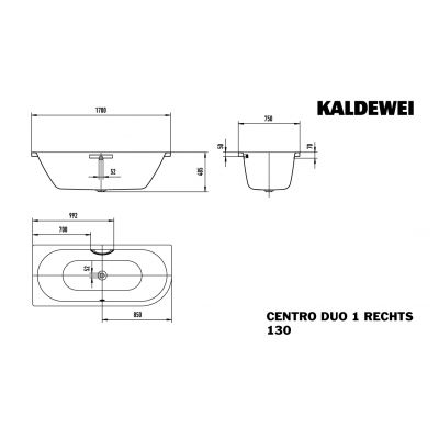 Kaldewei Centro Duo 1 wanna prostokątna 170x75 cm prawa model 130 biała 283000010001
