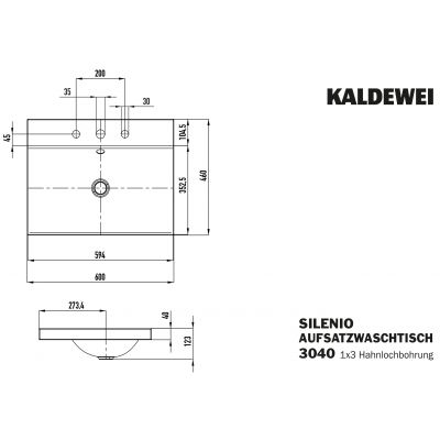 Kaldewei Silenio umywalka 60x46 cm nablatowa prostokątna model 3040 biała 903906033001