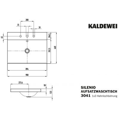 Kaldewei Silenio umywalka 90x46 cm nablatowa prostokątna model 3041 biała 904006033001