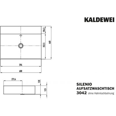 Kaldewei Silenio umywalka 60x46 cm nablatowa prostokątna model 3042 biała 904106003001