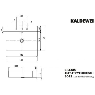 Kaldewei Silenio umywalka 60x46 cm nablatowa prostokątna model 3042 biała 904106033001