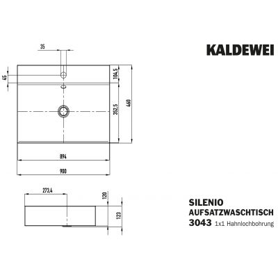 Kaldewei Silenio umywalka 90x46 cm nablatowa prostokątna model 3043 biała 904206013001