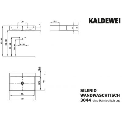 Kaldewei Silenio umywalka 60x46 cm ścienna prostokątna model 3044 biała 904306003001