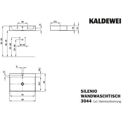 Kaldewei Silenio umywalka 60x46 cm ścienna prostokątna model 3044 biała 904306013001