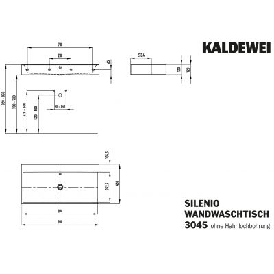 Kaldewei Silenio umywalka 90x46 cm ścienna prostokątna model 3045 biała 904406313001