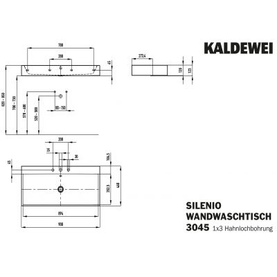 Kaldewei Silenio umywalka 90x46 cm ścienna prostokątna model 3045 biała 904406033001