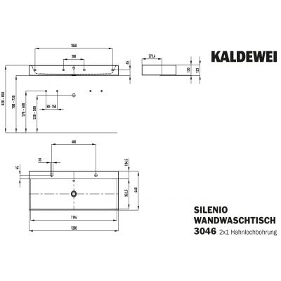 Kaldewei Silenio umywalka 120x46 cm ścienna prostokątna model 3046-D biała 904506043001