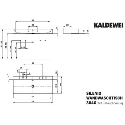 Kaldewei Silenio umywalka 120x46 cm ścienna prostokątna model 3046-D biała 904506053001