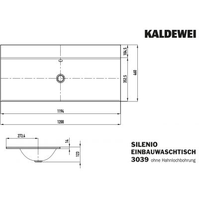 Kaldewei Silenio umywalka 120x46 cm wpuszczana prostokątna model 3039 biała 907906313001