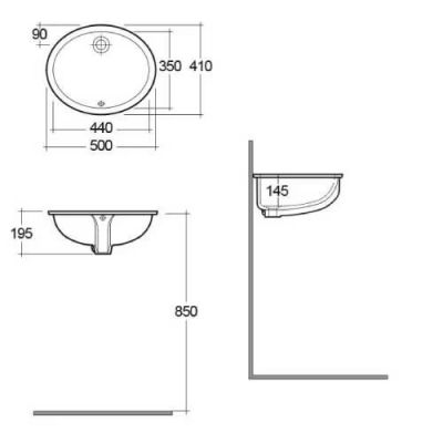 Kludi Resa umywalka 44x35 cm owalna podblatowa biała 59W0243