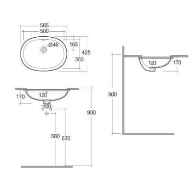 Kludi Resa umywalka 50x36 cm owalna podblatowa biała 59W0343