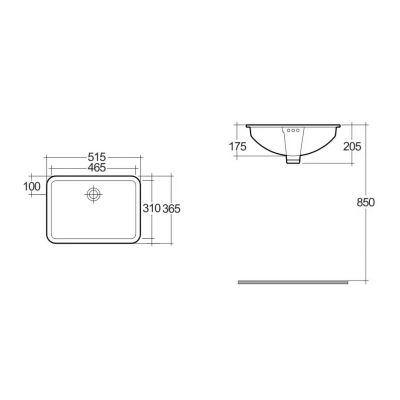 Kludi Resa umywalka 46,5x31 cm prostokątna podblatowa biała 59W0543