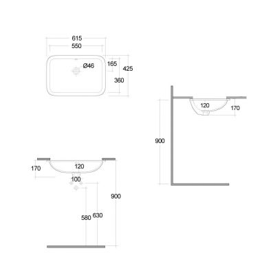 Kludi Resa umywalka 55x36 cm prostokątna podblatowa biała 59W0643