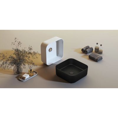 Kronenbach Cube Black Edition umywalka 38,5x38,5 cm kwadratowa nablatowa czarny mat KB144380BK
