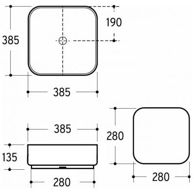 Kronenbach Cube Black Edition umywalka 38,5x38,5 cm kwadratowa nablatowa czarny mat KB144380BK