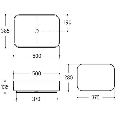 Kronenbach Cube Black Edition umywalka 50x38,5 cm prostokątna nablatowa czarny mat KB144400BK