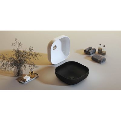 Kronenbach Cube Black Edition umywalka 42x42 cm kwadratowa nablatowa czarny mat KB144500BK