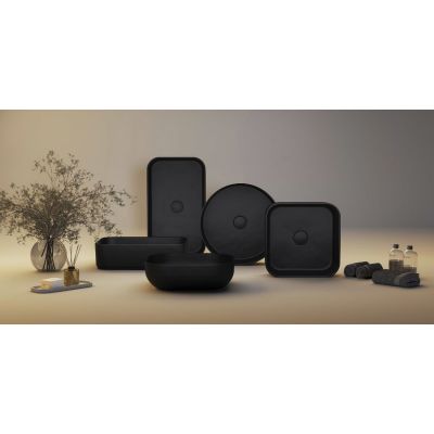 Kronenbach Cube Black Edition umywalka 42x42 cm kwadratowa nablatowa czarny mat KB144500BK