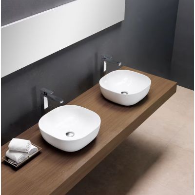 Kronenbach Cube umywalka 38,5x38,5 cm kwadratowa nablatowa biała KB144380CU