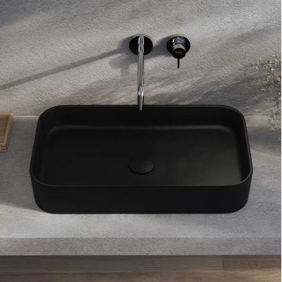 Kronenbach Cube Black Edition umywalka 60,5x35 cm prostokątna nablatowa czarny mat KB144630BK
