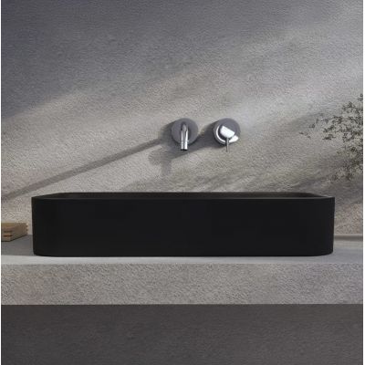 Kronenbach Cube Black Edition umywalka 60,5x35 cm prostokątna nablatowa czarny mat KB144630BK