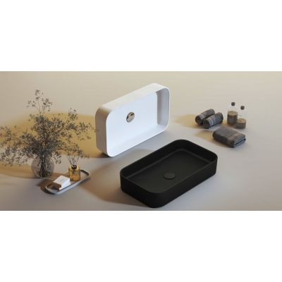 Kronenbach Cube Black Edition umywalka 60,5x35 cm prostokątna nablatowa czarny mat KB144630BK