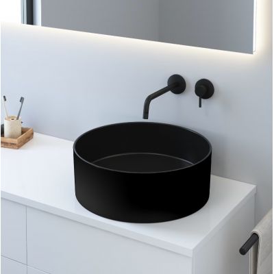 Kronenbach Tube umywalka 46x46 cm okrągła nablatowa czarna KB597020BK