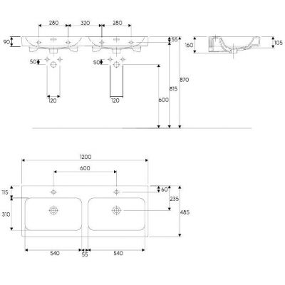 Keramag Icon umywalka 120 cm meblowa podwójna KeraTect 124120-600