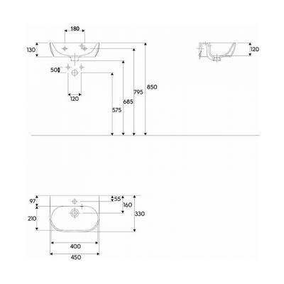 Keramag 4U umywalka 45 cm nablatowa KeraTect 273445-600