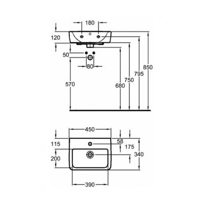 Keramag Renova Nr 1 Comprimo New umywalka 45 cm wisząca z KeraTect 276145-600