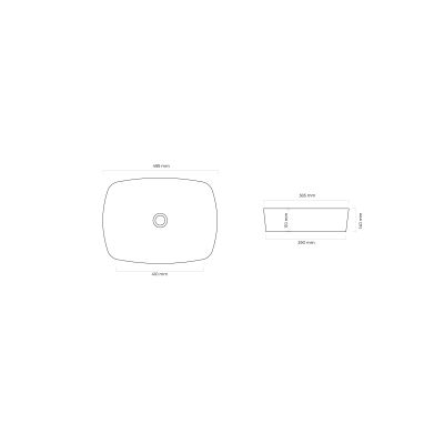 Ksuro 103 umywalka 49,5x38,5 cm nablatowa prostokątna z powłoką Intelligent Coat biała 20808000