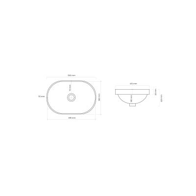 Ksuro 109 umywalka 49,5x35 cm podblatowa owalna z powłoką Intelligent Coat biała 20814000