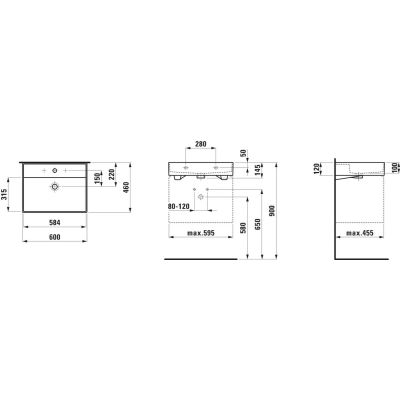 Laufen Kartell umywalka 60x46 cm prostokątna ścienna-meblowa biała H8103337571041