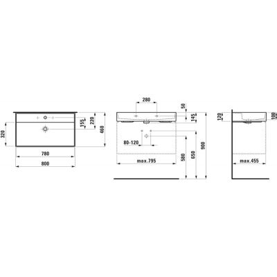 Laufen Kartell umywalka 80x46 cm prostokątna ścienna-meblowa biała H8103367571041