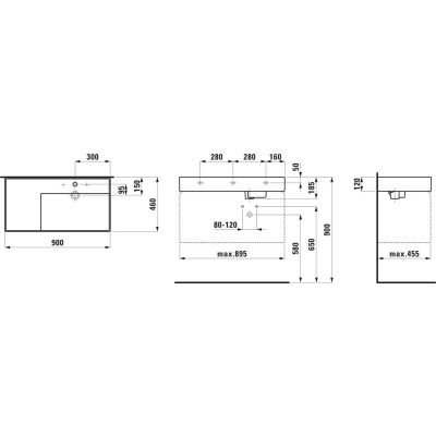 Laufen Kartell umywalka 90x46 cm ścienna prostokątna biała H8103390001121