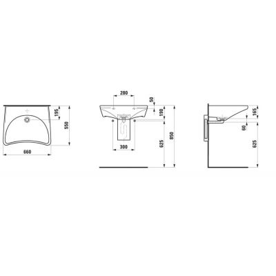 Laufen Pro Liberty umywalka 66x55 cm owalna ścienna dla niepełnosprawnych biała H8106030000001