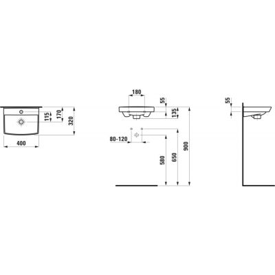 Laufen Pro N umywalka 40x32 cm prostokątna ścienna biała H8109500001041