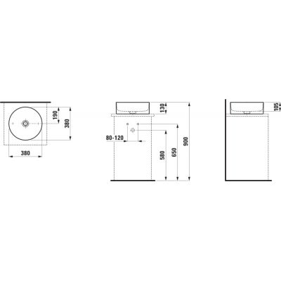 Laufen Living umywalka 38x38 cm okrągła nablatowa biała H8114354001121