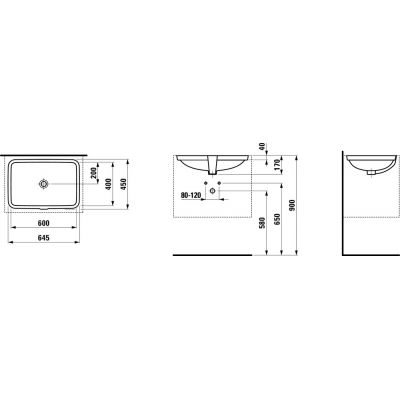 Laufen Pro S umywalka 64,5x45 cm podblatowa biała H8119690001091