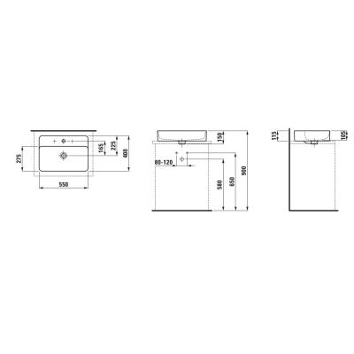 Laufen Val umywalka 55x40 cm prostokątna nablatowa biała H812284A001041