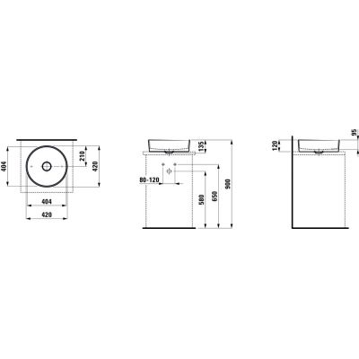 Laufen Kartell umywalka 42 cm nablatowa okrągła czarny mat H8123317161121