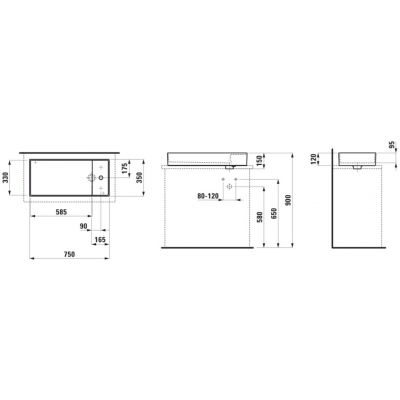 Laufen Kartell umywalka 75x35 cm prostokątna nablatowa czarny mat H8123327161111