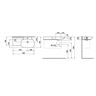 Laufen Ino umywalka 90x45 cm owalna ścienna biała H8133010001041