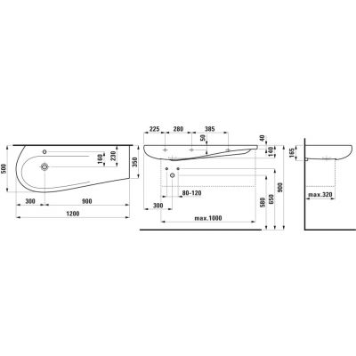 Laufen Il Bagno Alessi umywalka 120x50 cm meblowa lewa Laufen Clean Coat biała H8149734001041