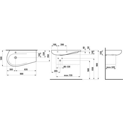 Laufen Il Bagno Alessi umywalka 90x50 cm ścienna lewa Laufen Clean Coat biała H8149754001041