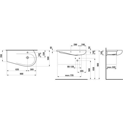 Laufen Il Bagno Alessi umywalka 90x50 cm ścienna prawa Laufen Clean Coat biała H8149764001041